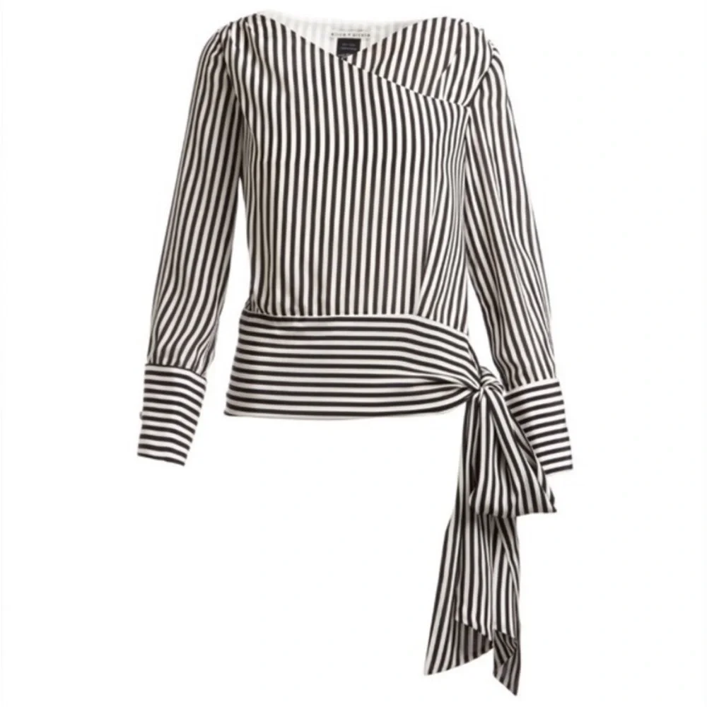 Alice + Olivia striped silk tie blouse, small - Picture 2 of 9